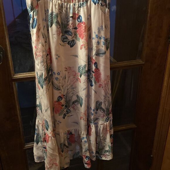 PARKER 100% Silk Size S FLORAL ASYMMETRICAL RUFFLE DRESS MELLOW MEADOW MULTI - Picture 7 of 10